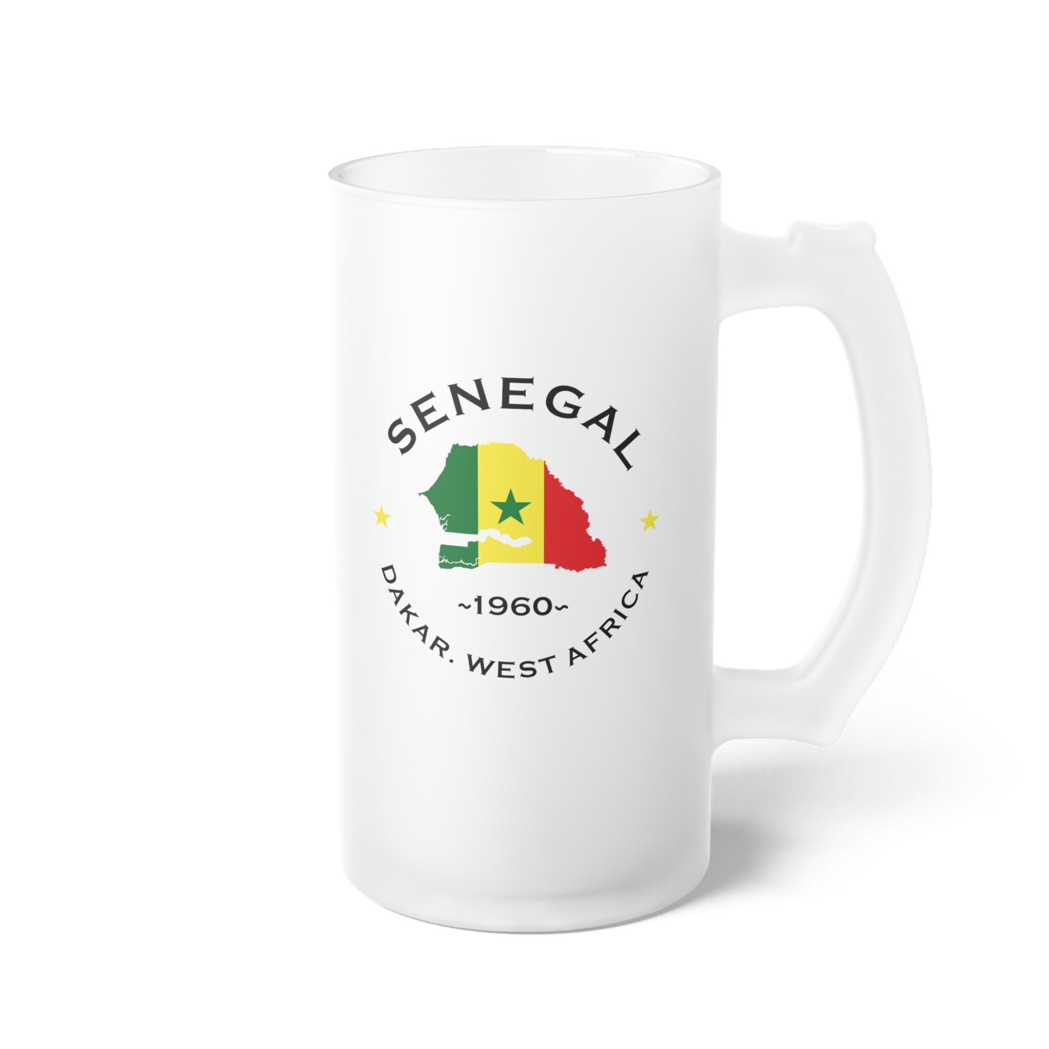 Senegal Frosted Glass Beer Mug